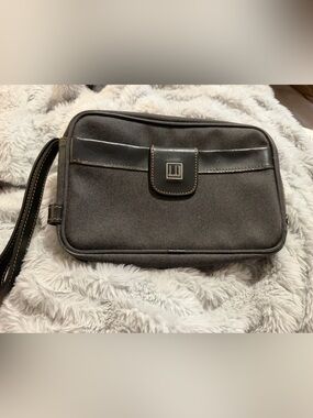Dunhill Grey Travel Bag - Compact Canvas & Leather